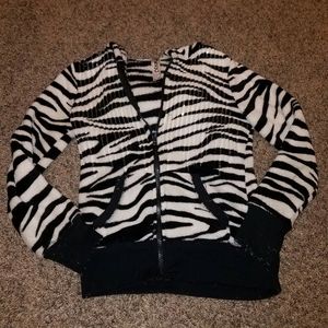 Zebra Print Zip Up Hoodie